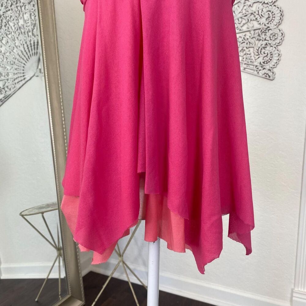 Early 2000 Bright Pink Blush Sheer Layered Mesh Beaded Fairy Cami Babydoll Top M - Picture 3 of 8